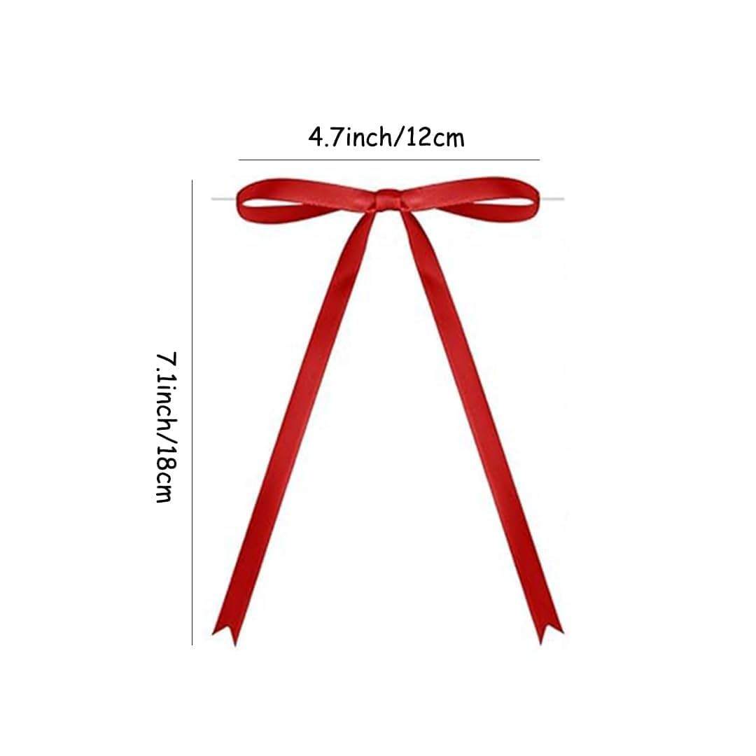 50 Pcs Red Bows for Cake Toppers, Twist Tie Bows, Elegant Satin Ribbon Bow De…