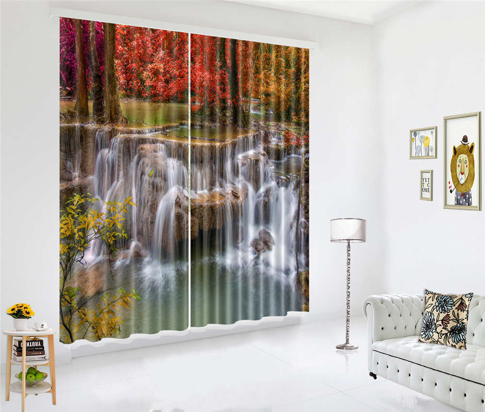 Clear Stream Stones 3D Curtain Blockout Photo Printing Curtains Drape Fabric
