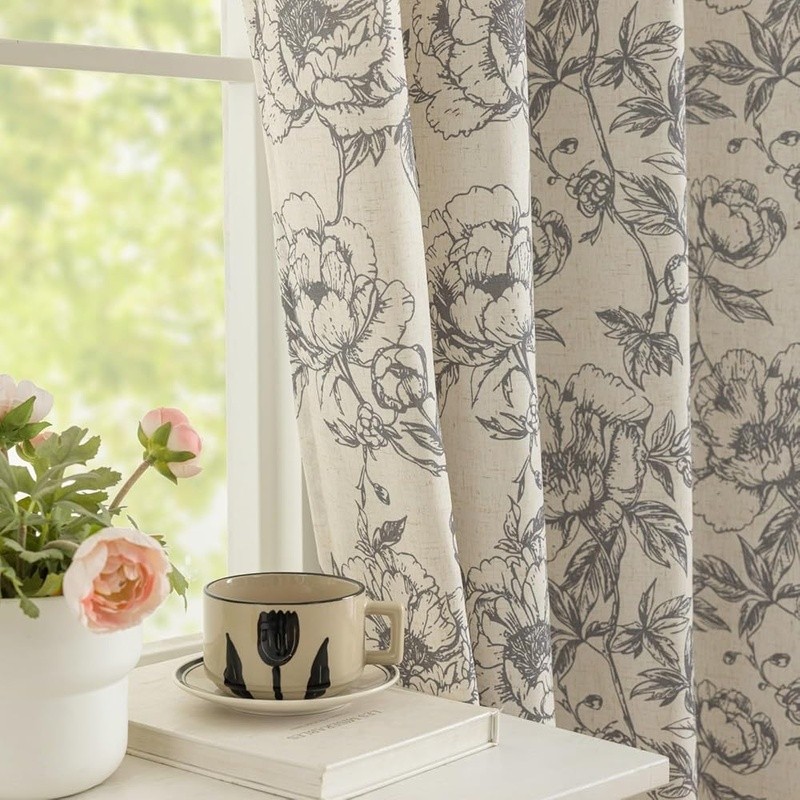 Floral Printed Curtain Panels Light Filtering Grommet Drapes Privacy 2 Pack New