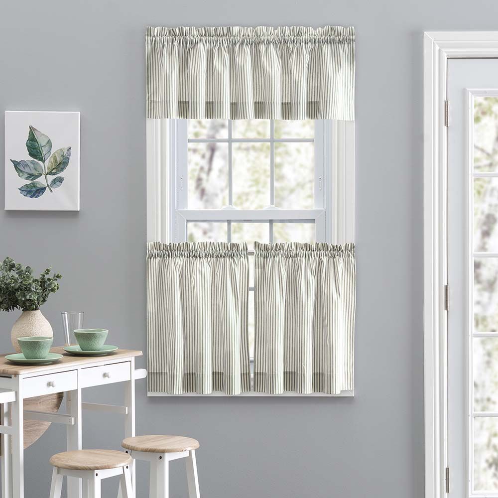 Ellis Curtain Plaza Classic Ticking Stripe Printed on 1.5″ Rod Pocket Natural