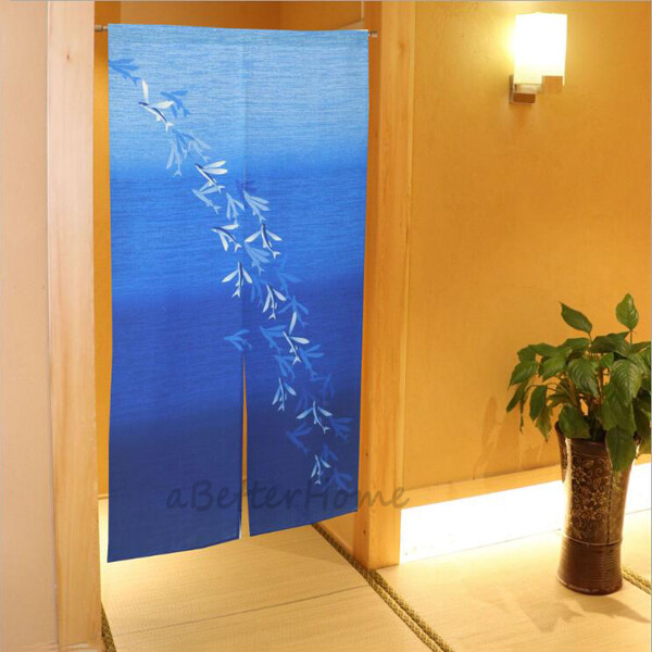 Japanese Noren Door Doorway Hanging Curtain Room Divider Tapestry Blue Fly Fish
