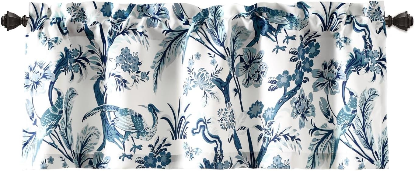 Dolores Light Filtering Valance Curtains Single, 52″ W x 18″ L Blue – Valance…