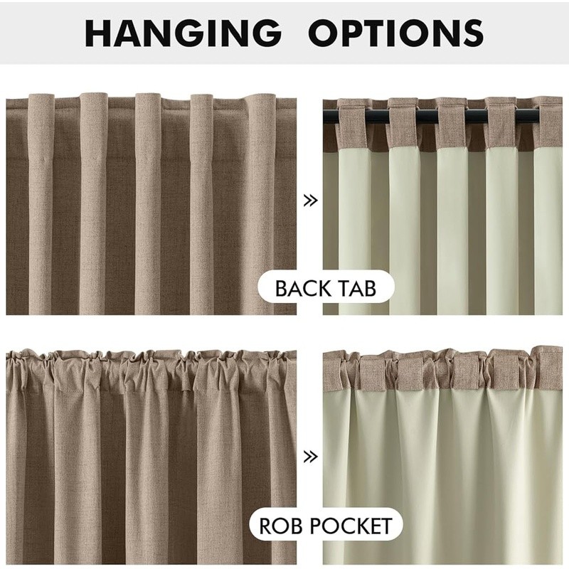 Blackout Curtains Light Blocking Faux Linen Noise Reducing Energy Saving Drapes