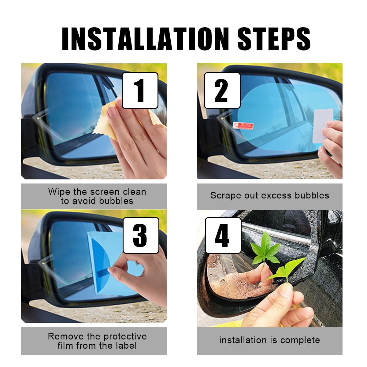6 Pcs Car Rearview Mirror Waterproof Film Rainproof Window Film Stickers