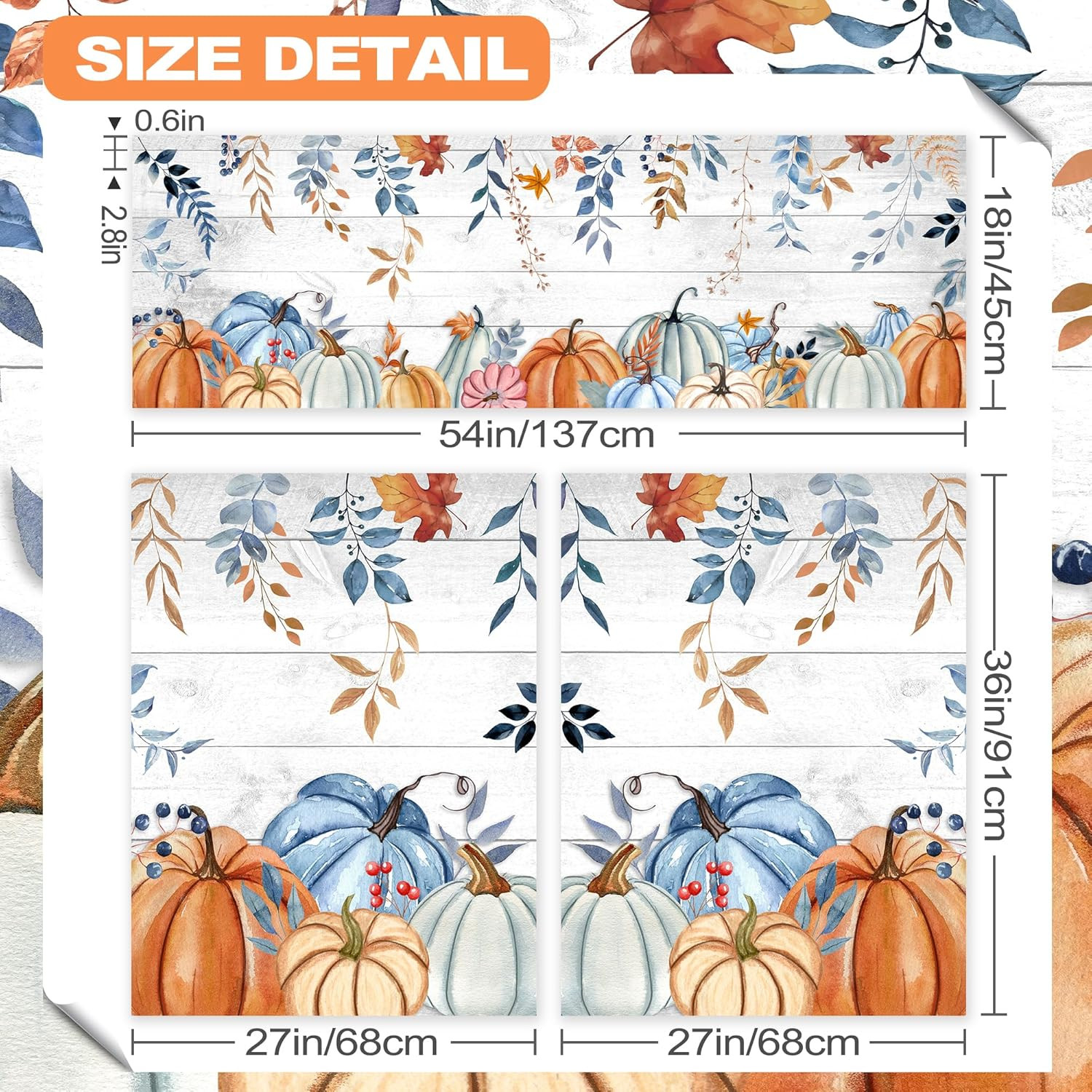 Fall Kitchen Curtains for Windows, Fall Decorations Wooden Pumpkin Valances, Aut