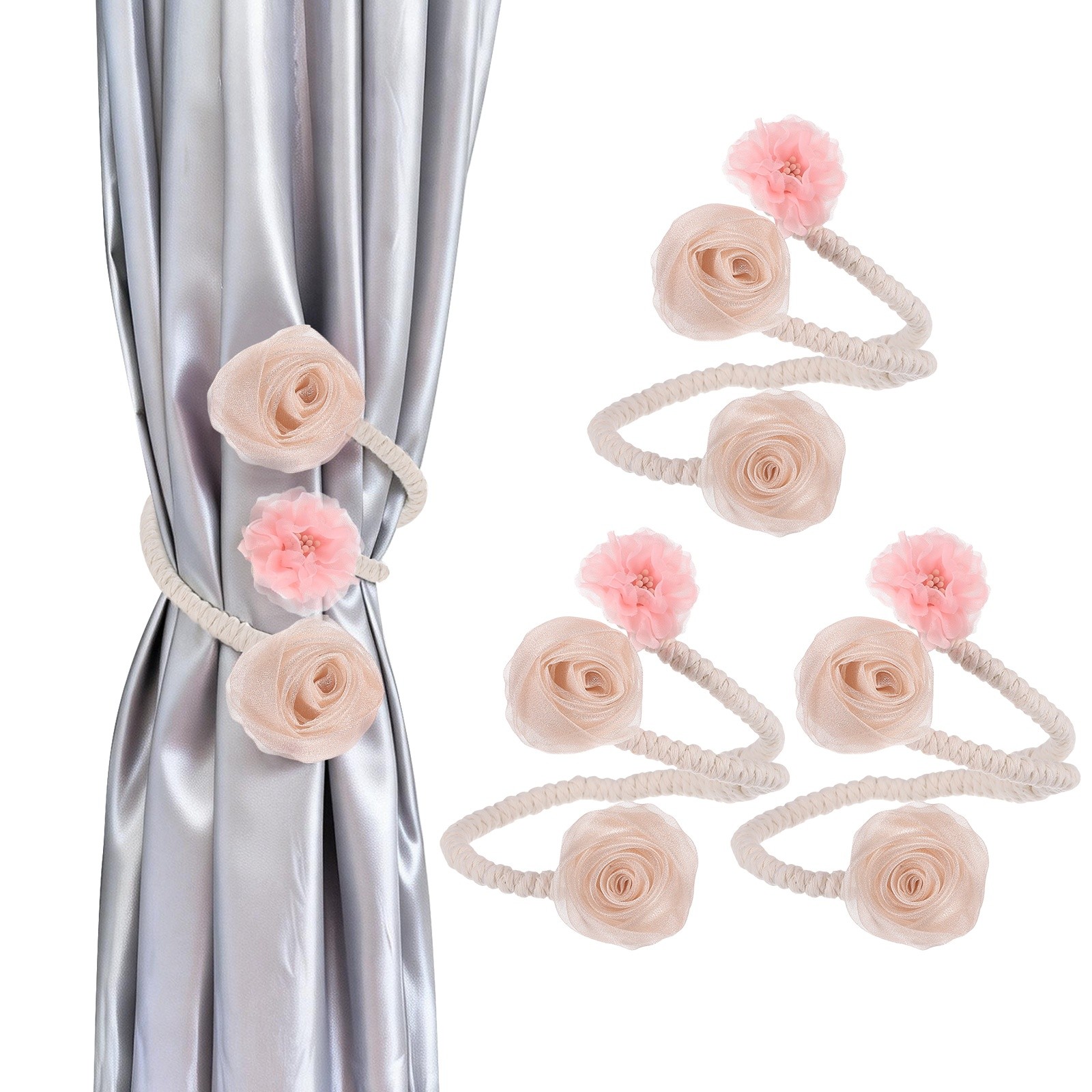 For flower, 4pcs modern acurtain stop, pink curtain bra