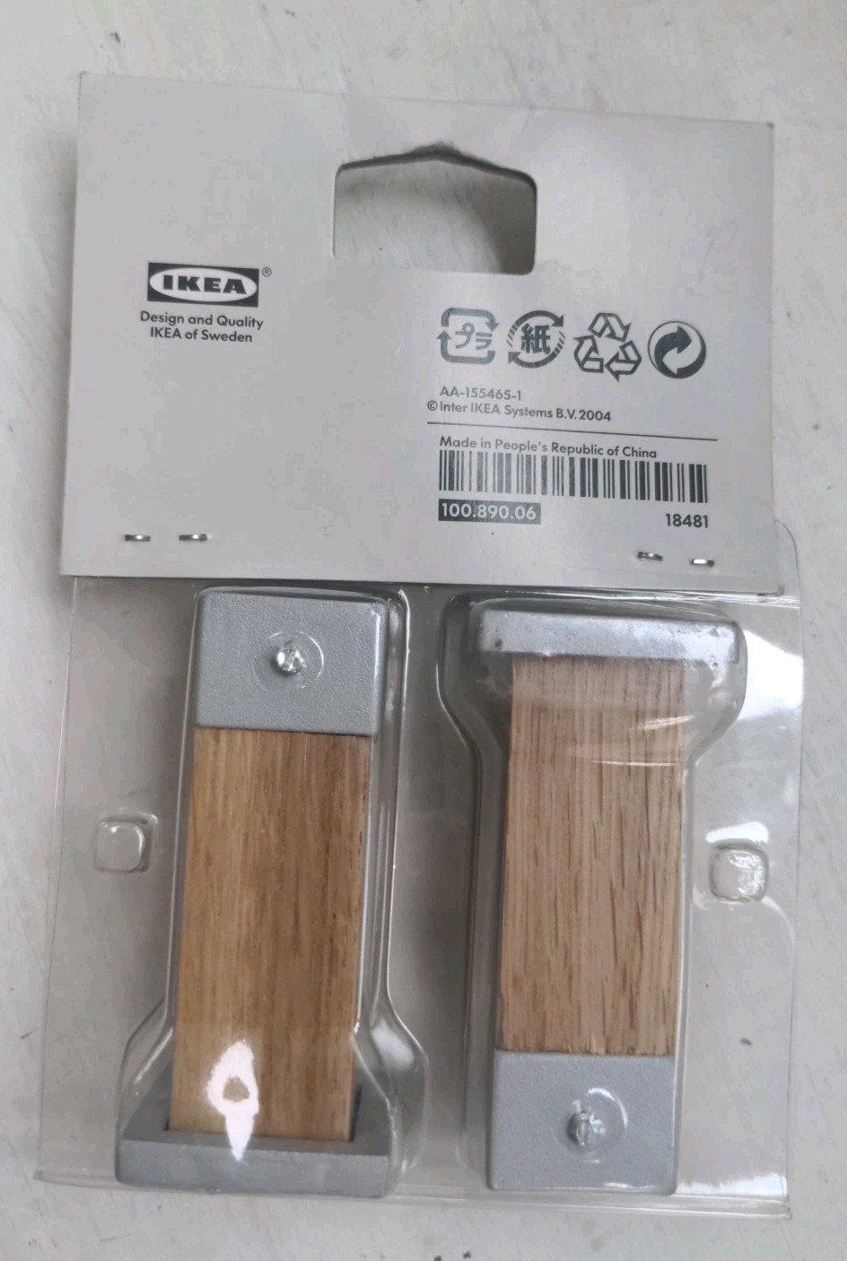 2x IKEA INDEX ADEL Curtain Rod Finials Wood Metal Beige Square 3″ 100.890.06 NIP
