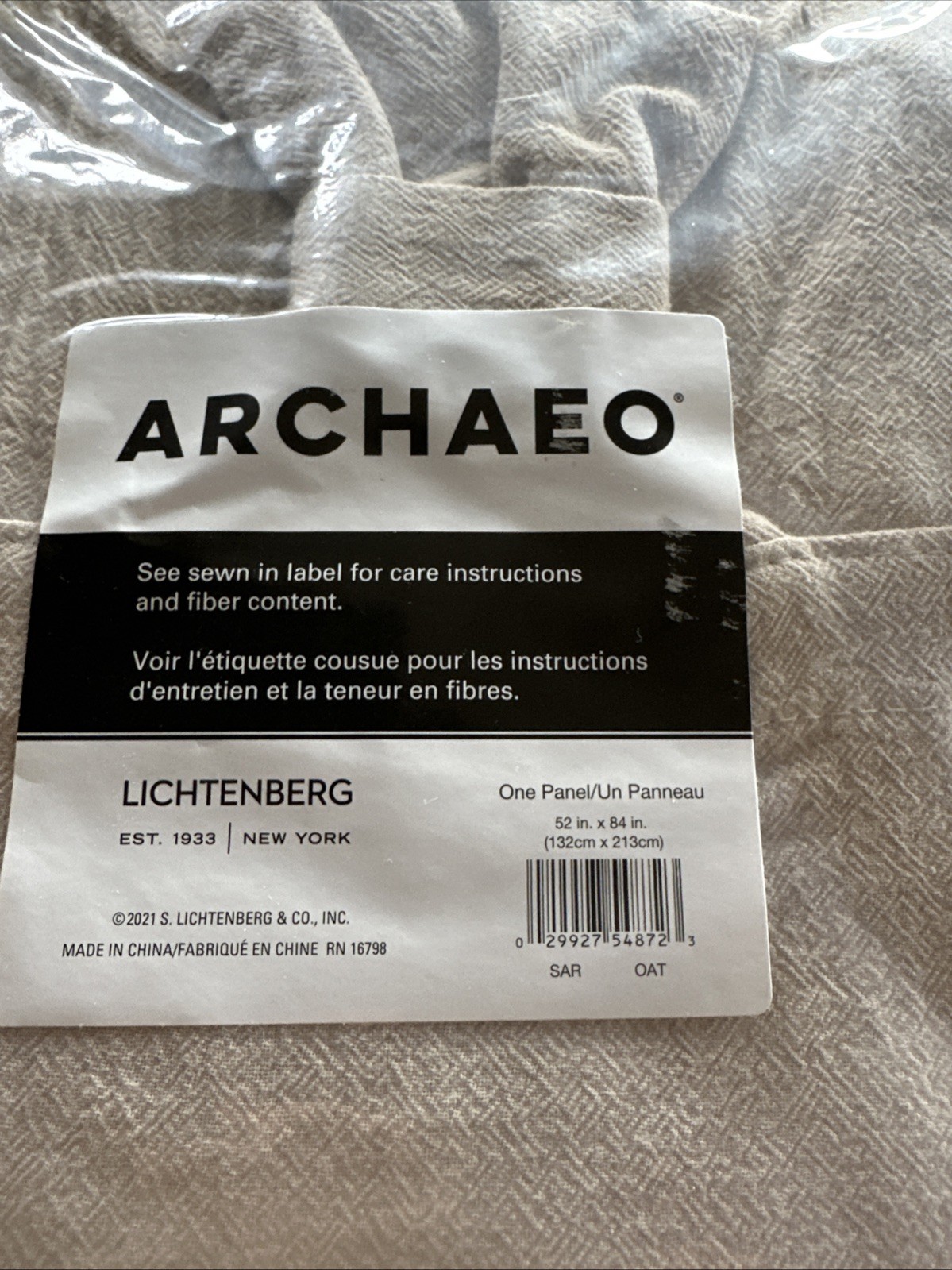 Archaeo Lichtenberg Single Panel Oat 52″x84″ Twist Tab