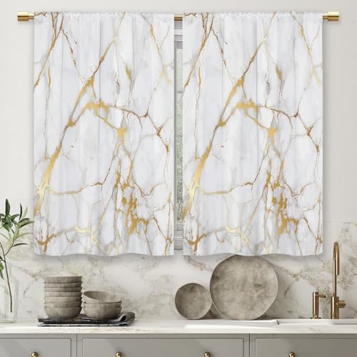 Gold Marble Kitchen Curtains Golden 26″W x 36″L (Pack of 2) 14_gold_marble