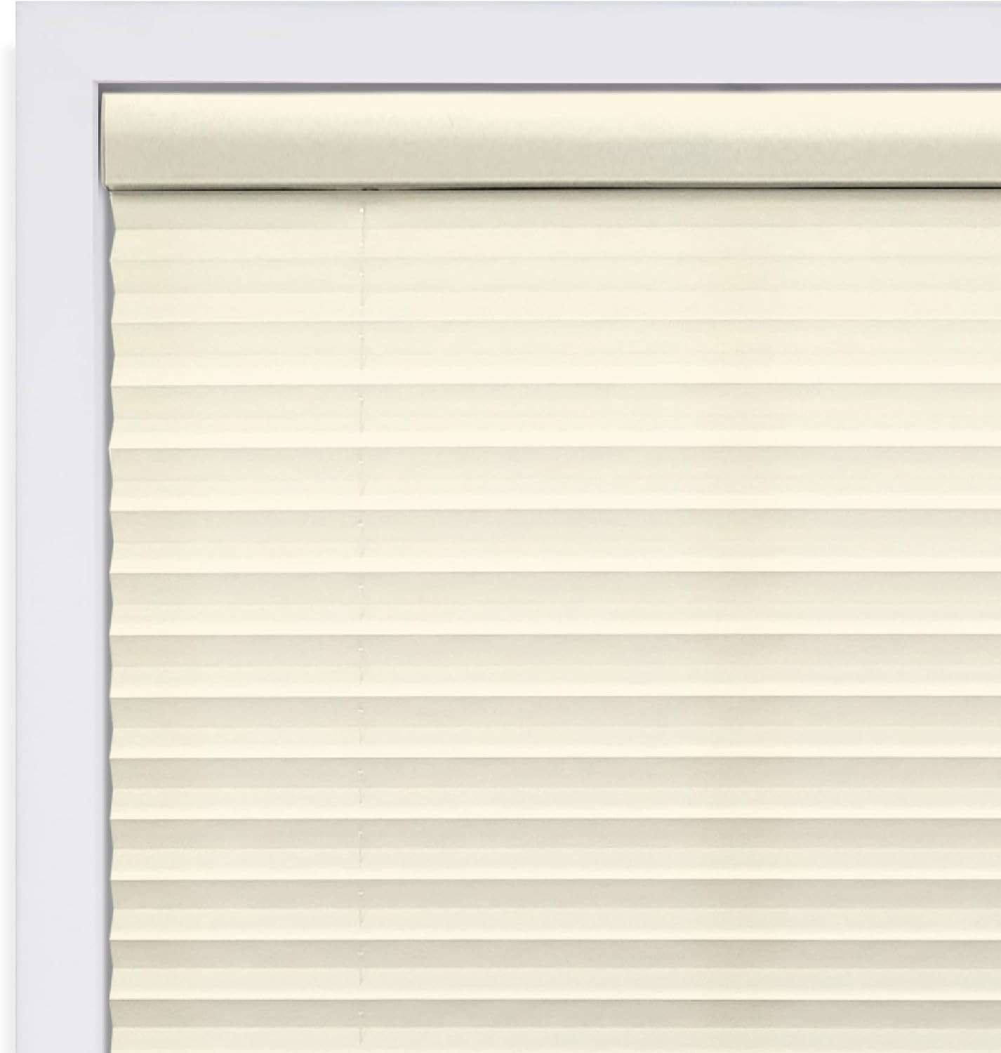 Cordless 1″ Light Filtering Pleated Shade, Fabric, 34″W x 64″H, Ecru