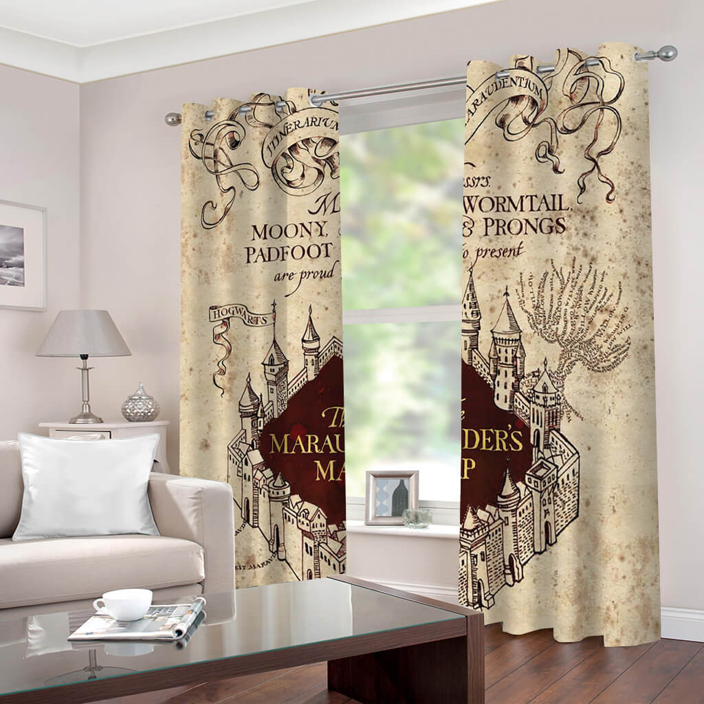 Perfect Movies Gift Idea, Harry Potter – Marauders Map Print Window Curtains