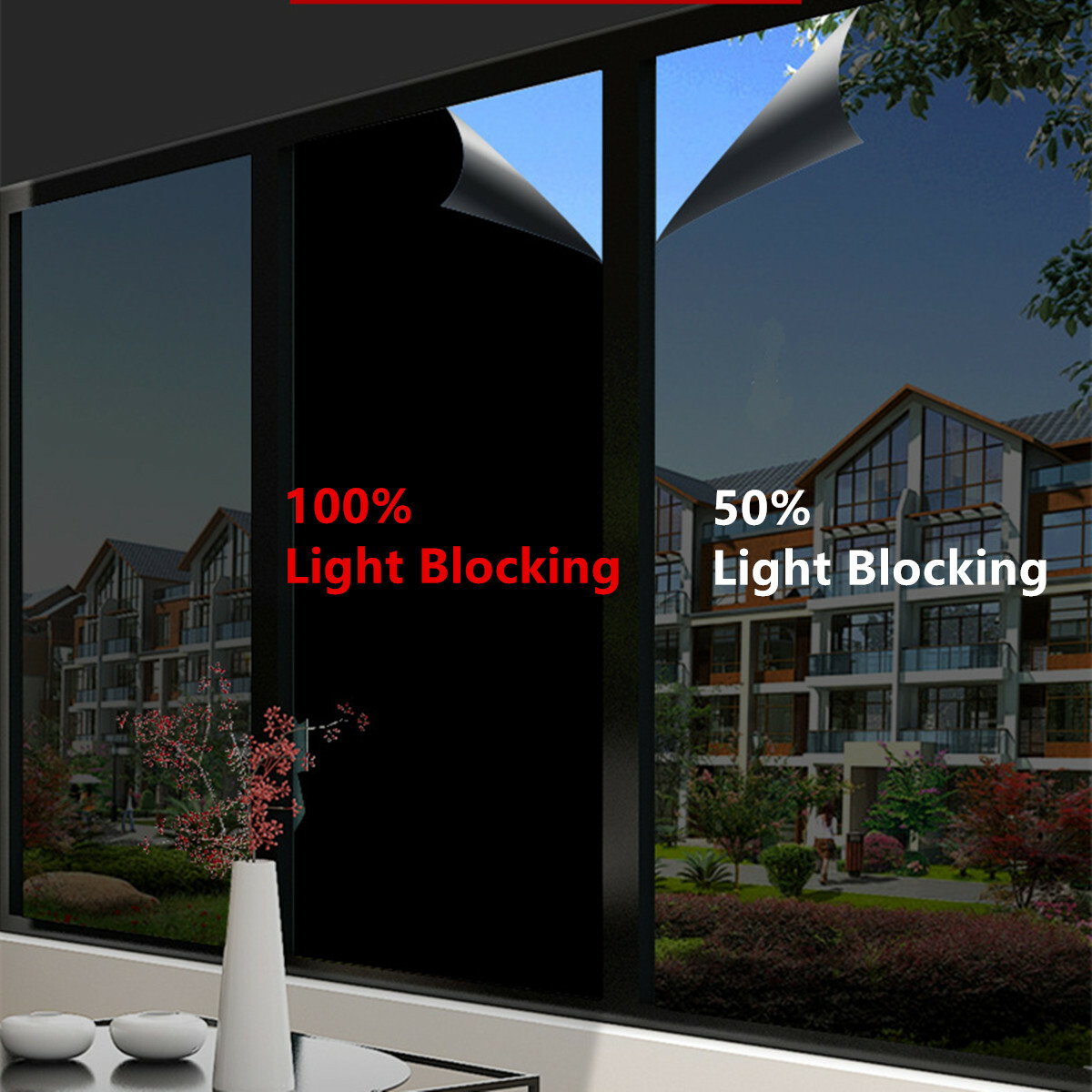 Blackout Window Film Privacy Room 100% Light Blocking Darkening Static Cling US