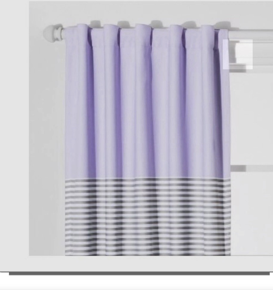 6 Pillowfort Colorblock Striped Blackout Curtain Panels purple & grey42”x 84”