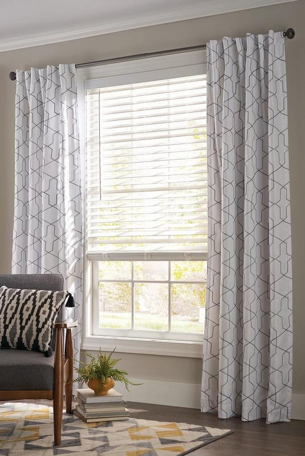 2 pack 2″ Cordless Faux Wood Horizontal Blinds White 23″ W x 48″ L