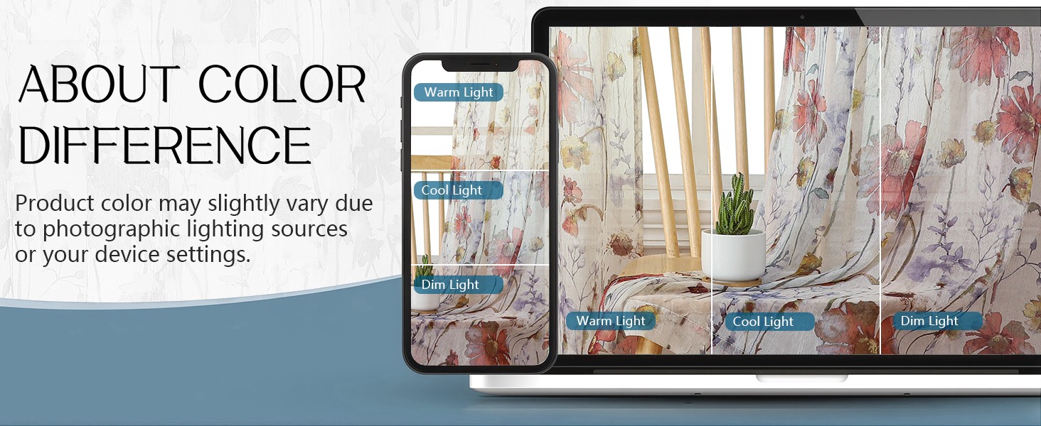 Crushed Valances for Windows 14 Inch Length 2 Pcs, Printed Short Sheer Curtains