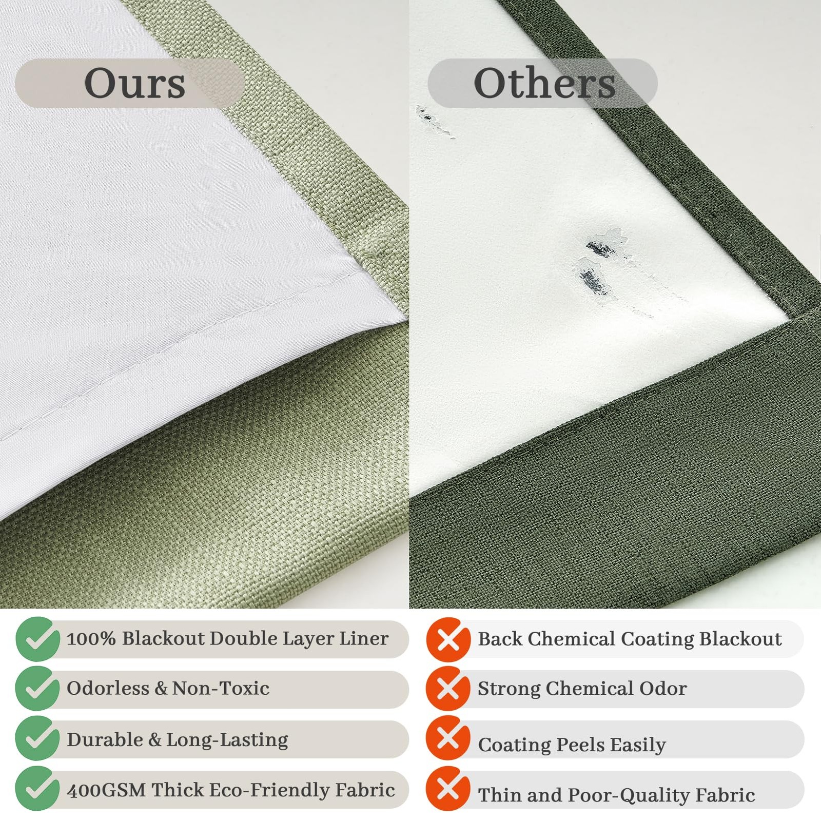 120 Inch Extra Long Sage Green Blackout High Ceiling Curtains for Living Room…