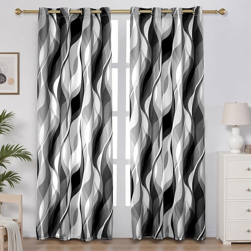 50% Blackout Curtains Soft Polyester Window Panels Insulated Noise Reducing Set