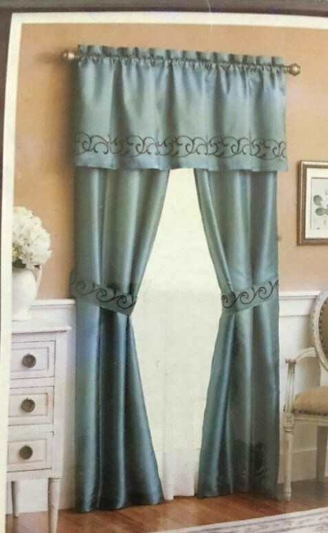 Better Homes & Gardens Blue Window Treatment Full Curtain Drape Faux Silk Long