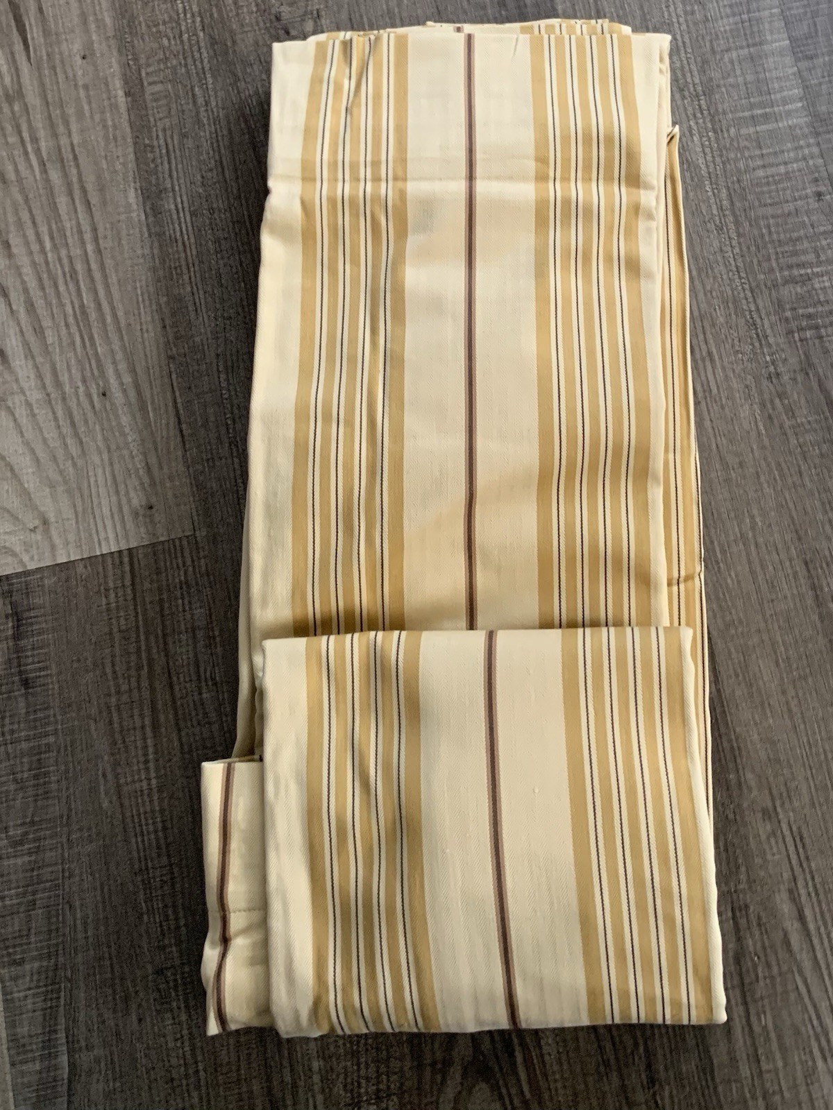 Pottery Barn French Stripe Drapes Neutral Gold Beige 50 X 96 Curtain Panel (1)