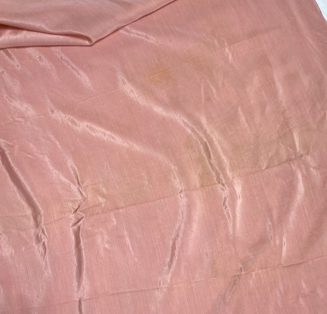 Vintage 1940s 50s Pink Curtain Drape Panel Scalloped Ribbon Trim Long Silky htf