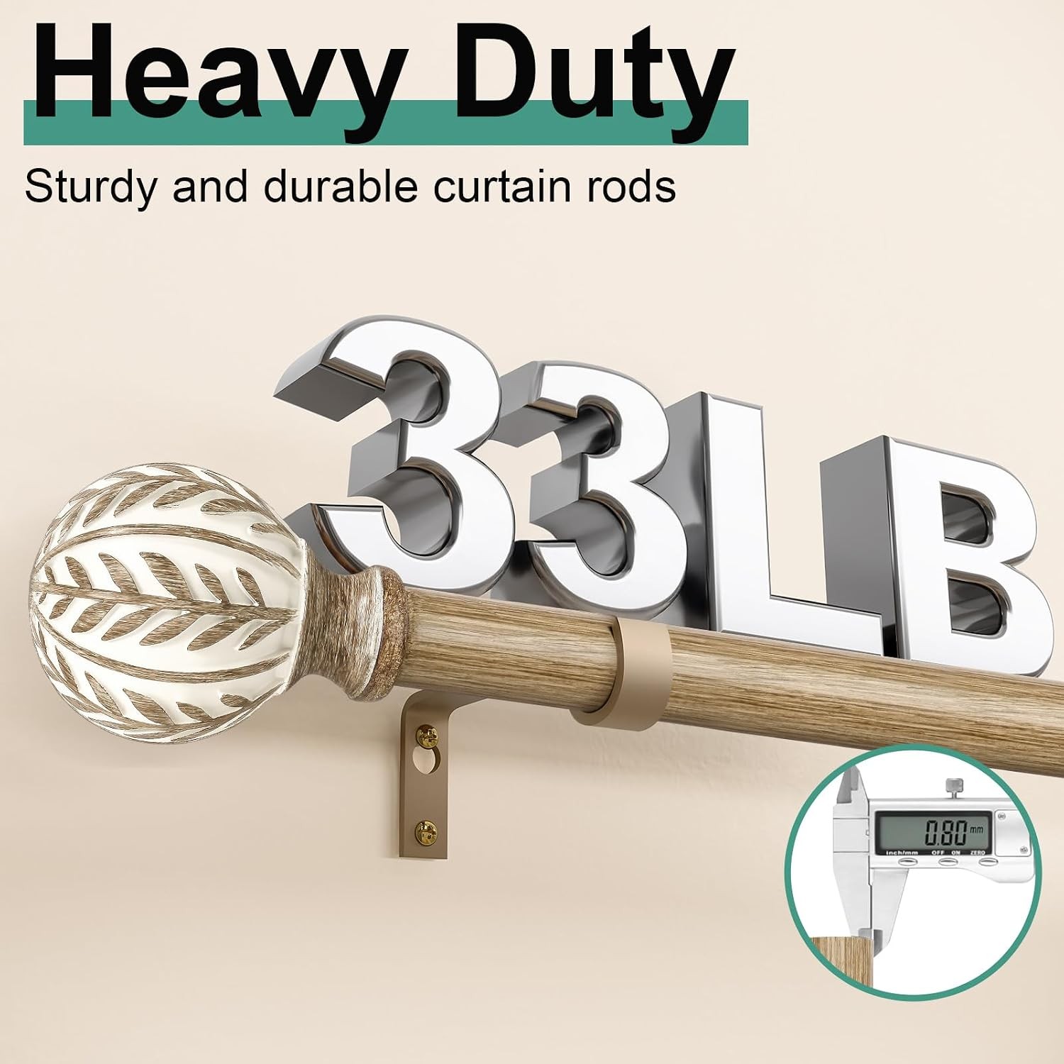 Heavy Duty Adjustable Curtain Rod Decorative Boho Window Drapery Hardware Set