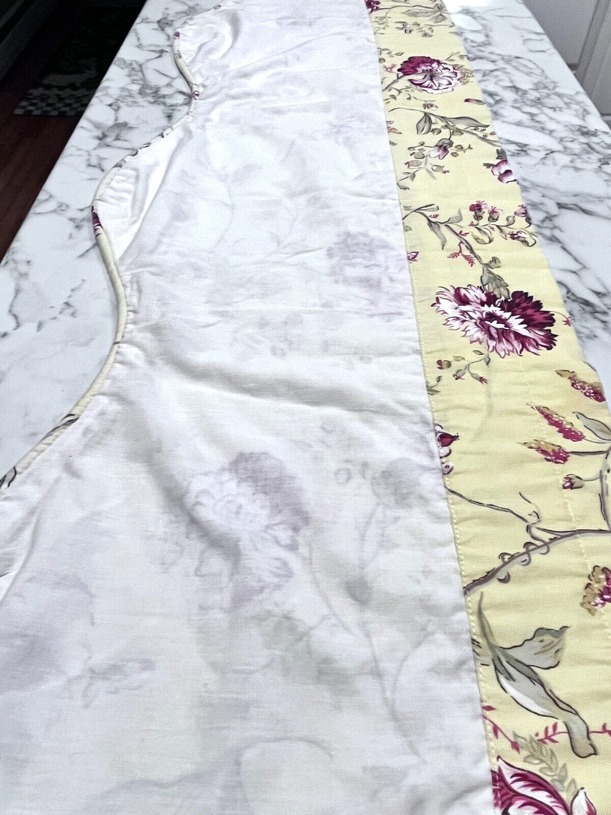 Ellis Curtain Scalloped Valance Buttercream Yellow Pink & Red Flowers 69″