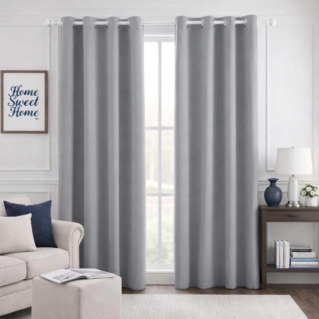 Blackout Curtains for Bedroom 52 X 84 Inch Long 2 Panels Set Light Grey/Gray …