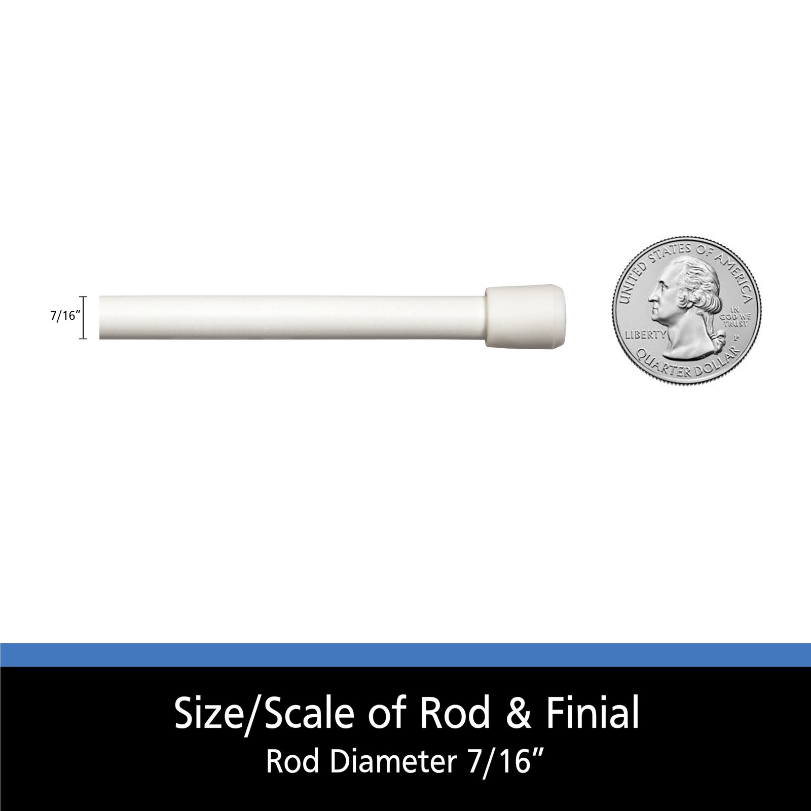 (2 pack) 7/16″ Adjustable Tension Curtain Rod, 28-48″, White