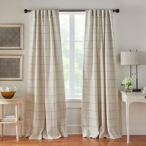 Brighton Windowpane Plaid Blackout Window 52″W x 84″L (Pack of 1) Linen