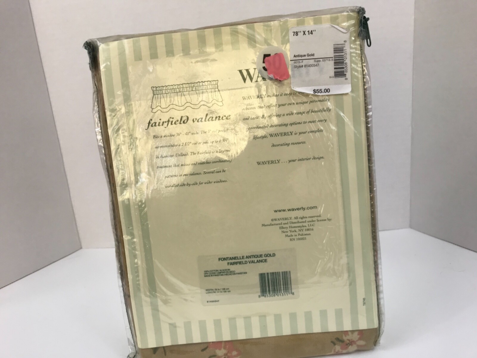 Waverly Fontanelle Fairfield Valance, Antique Gold 78’x14’ Style #81400547 New