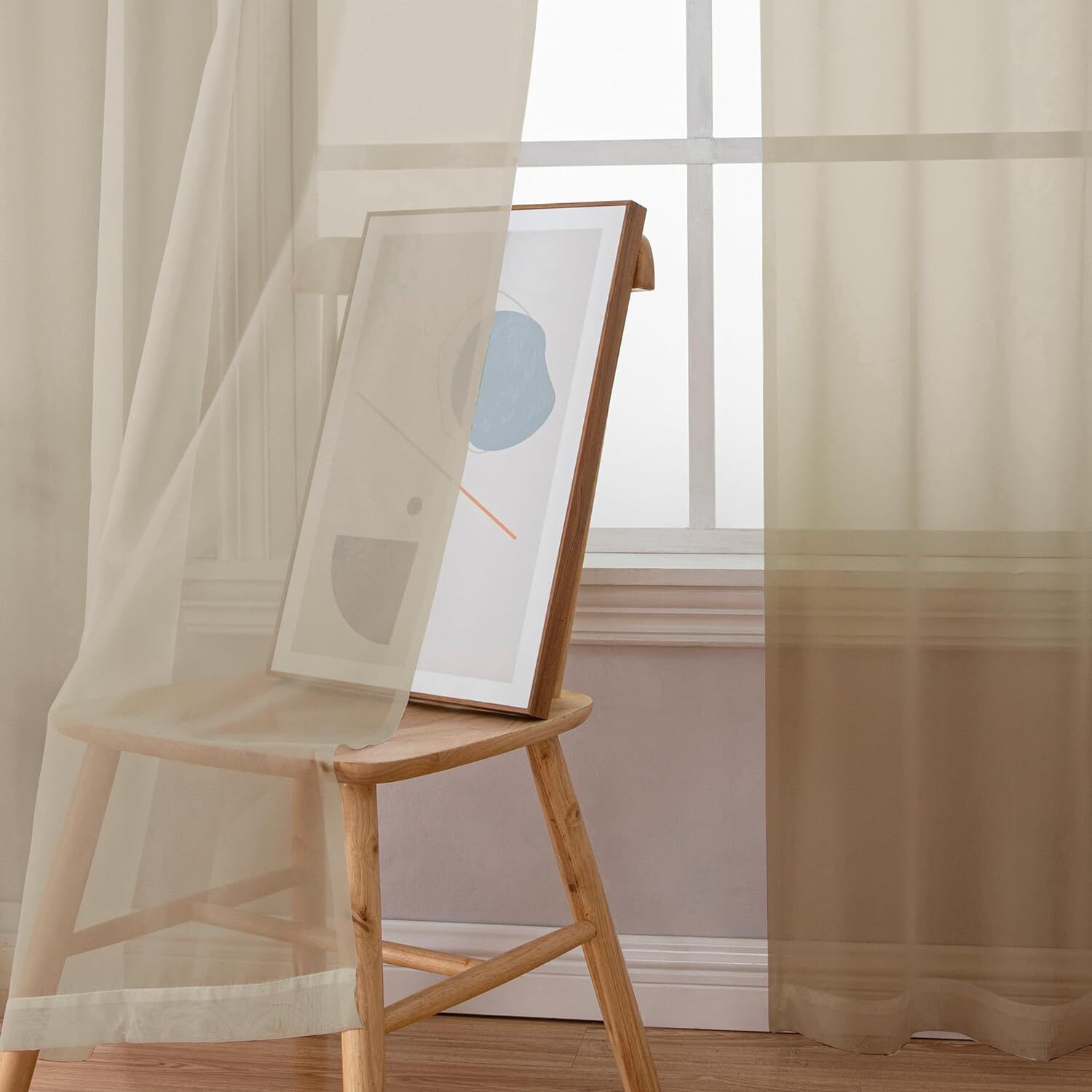 2 Pack Sheer Curtains 54 Inch Length 2 Panels Set Rod 42″W X 54″L Taupe New