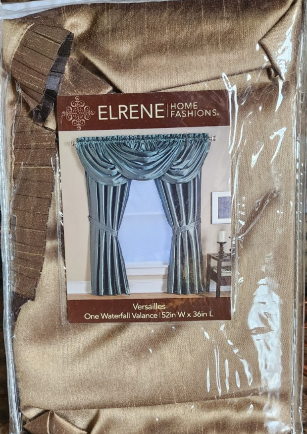 Curtain valance gold Versailles waterfall style 52″ X 36″