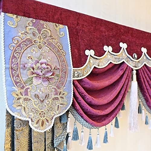 Luxury Waterfall Red Burgundy Gold Brown Swag 78″W x 47″L (Pack of 1) Valance