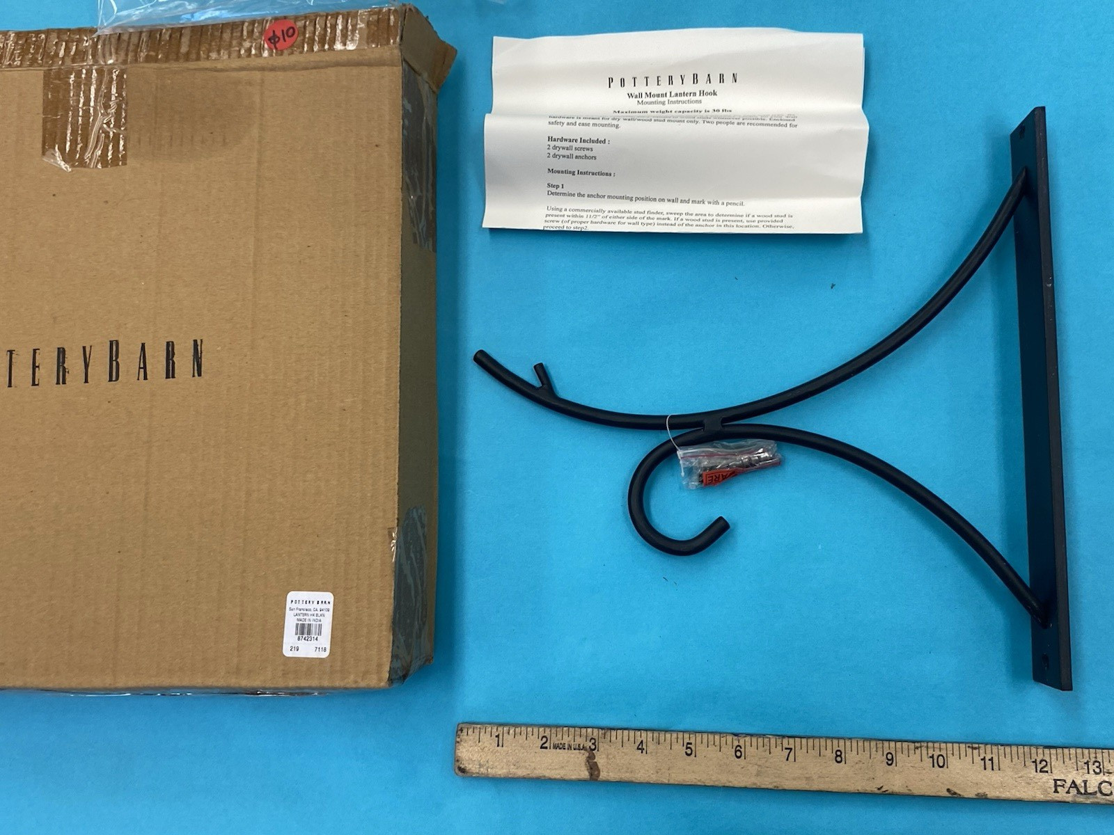 POTTERY BARN LARGE 12″ IRON LANTERN HOOK