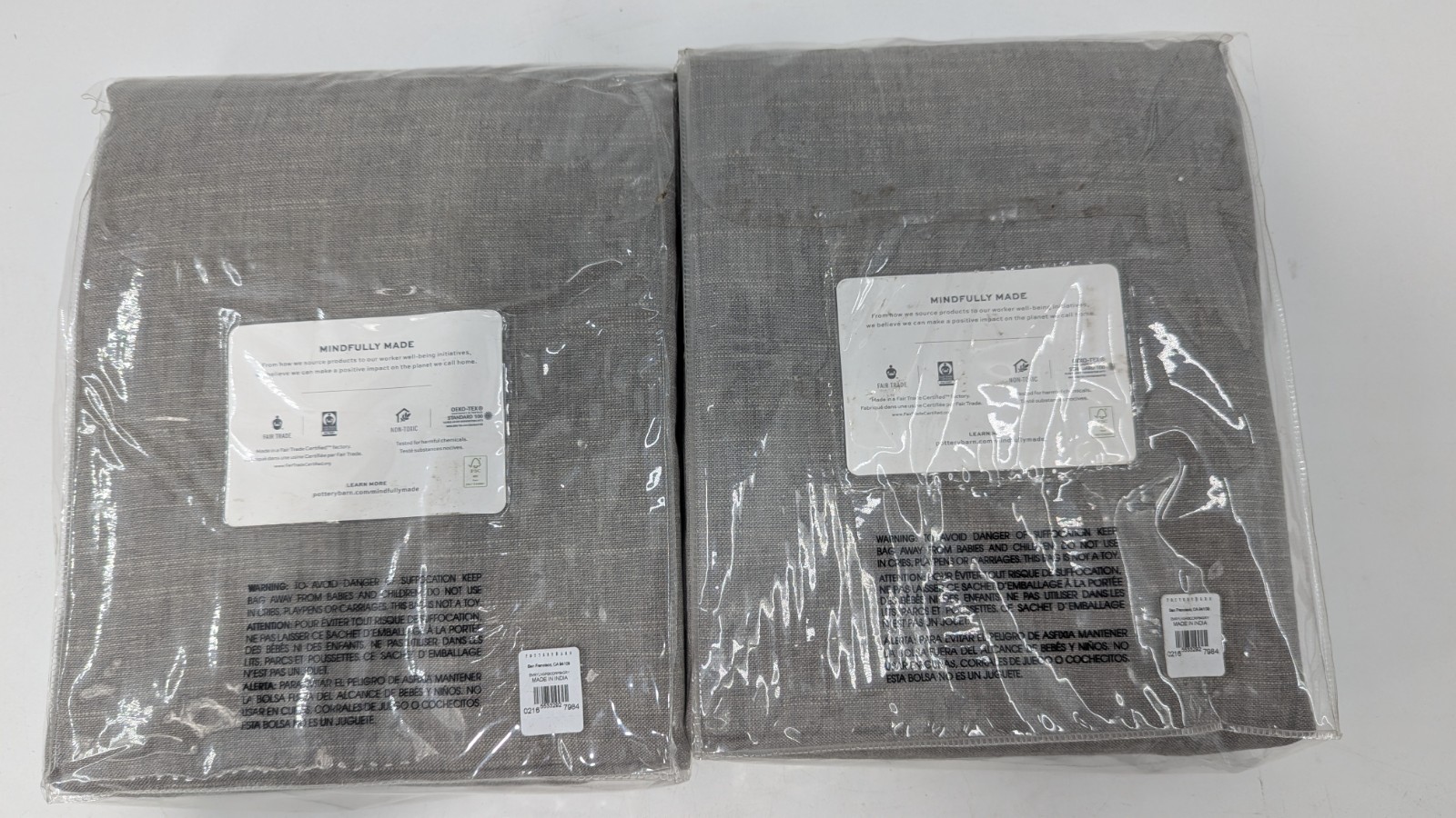 Pottery Barn Emery Linen Blackout Grommet Curtain Panels 50×84″ Gray SET of 2