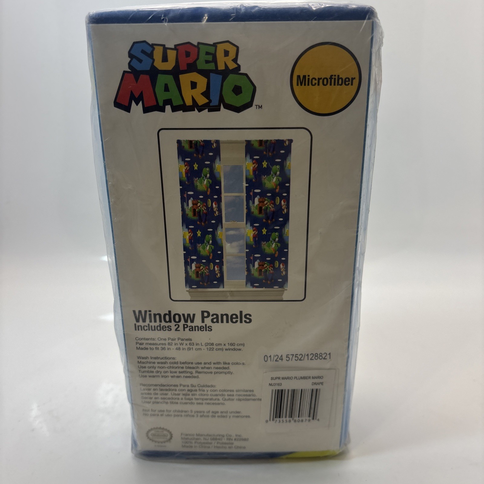 SUPER MARIO YOSHI Franco Kids Room Window Curtains Drapes Set, 82 in x 63 in