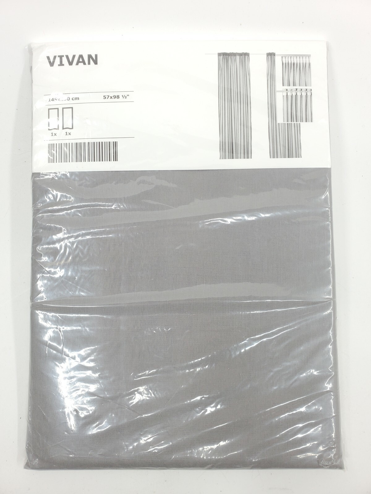 IKEA Vivan Solid Gray Curtains 57×98 Window Drapes 2 Panels New