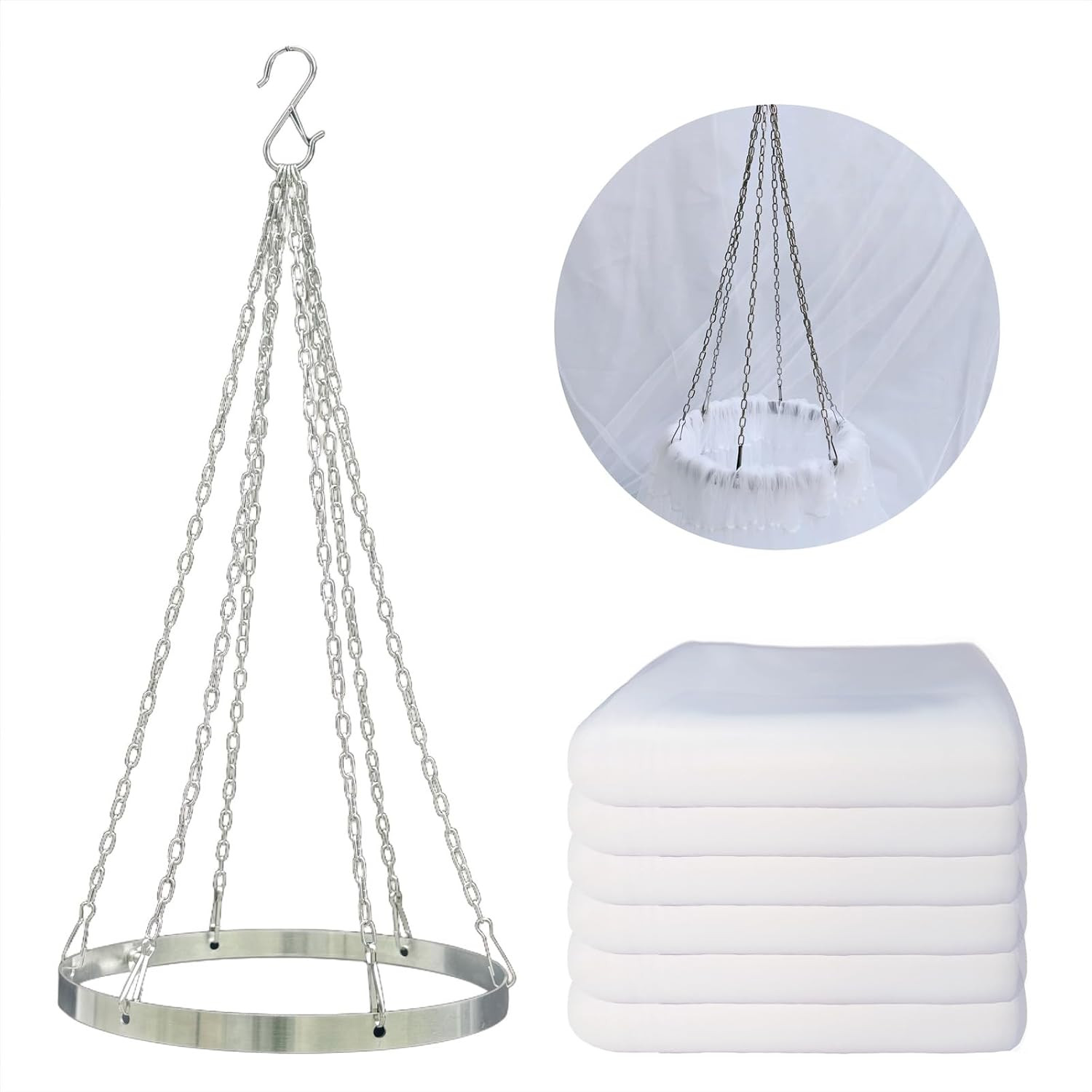 Elegant 5x20ft Ceiling Drapes Kit with White Chiffon for Weddings & Events