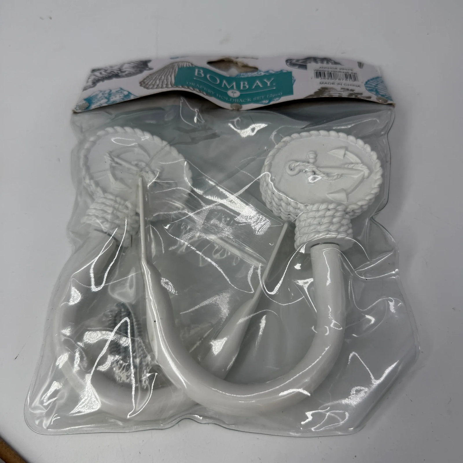 Bombay Anchor Drapery Holdback Set 2 Pack White Nautical Curtain Tiebacks
