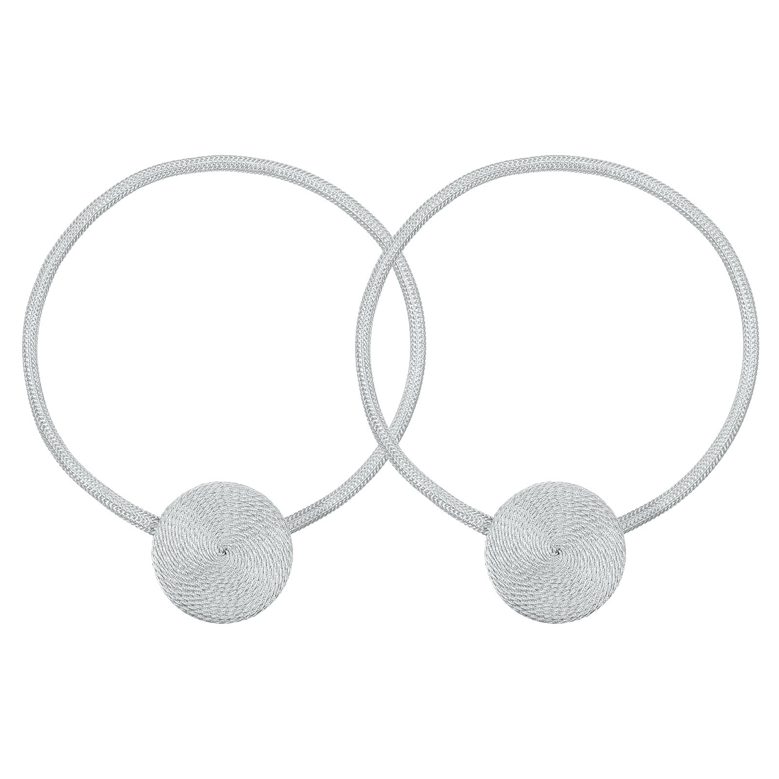 2 Pack Curtain Tieback Polyester Hand Woven Rope Magnetic Design Gray