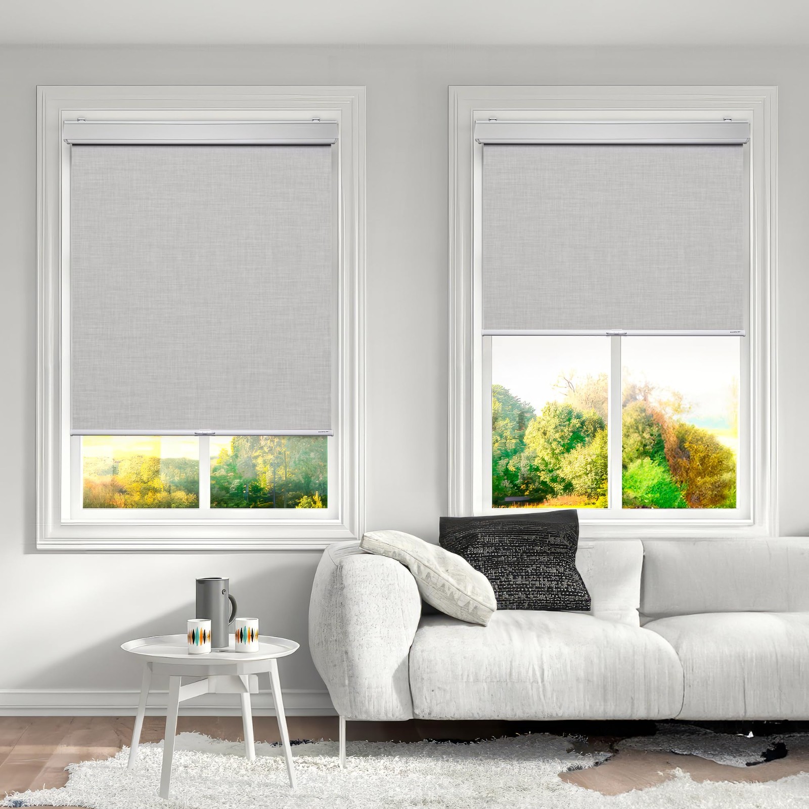 Cordless with Valance 100% Blackout Window Shades Pull Down Window Blinds 72×80