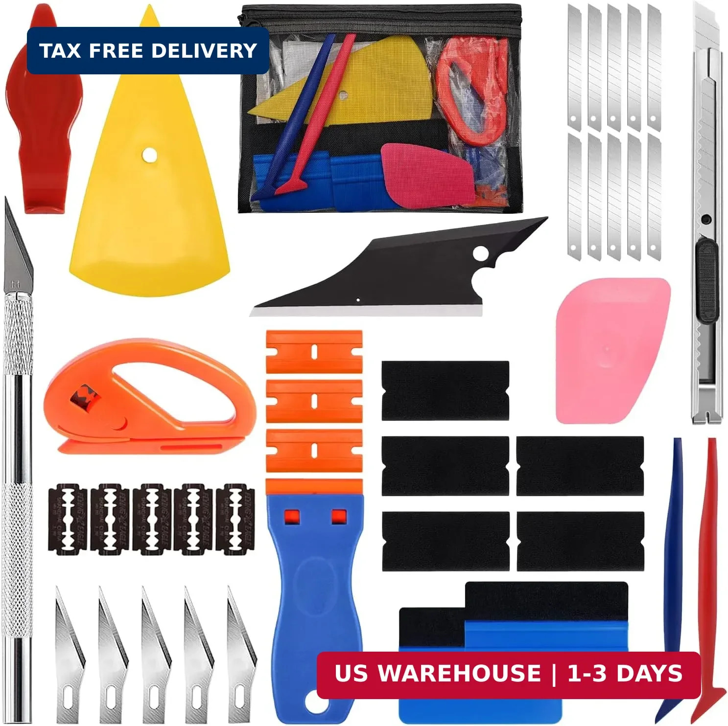 41 PCS Car Window Tint Kit, Window Tint Tools Squeegee Kit for Vinyl Wrap Film I