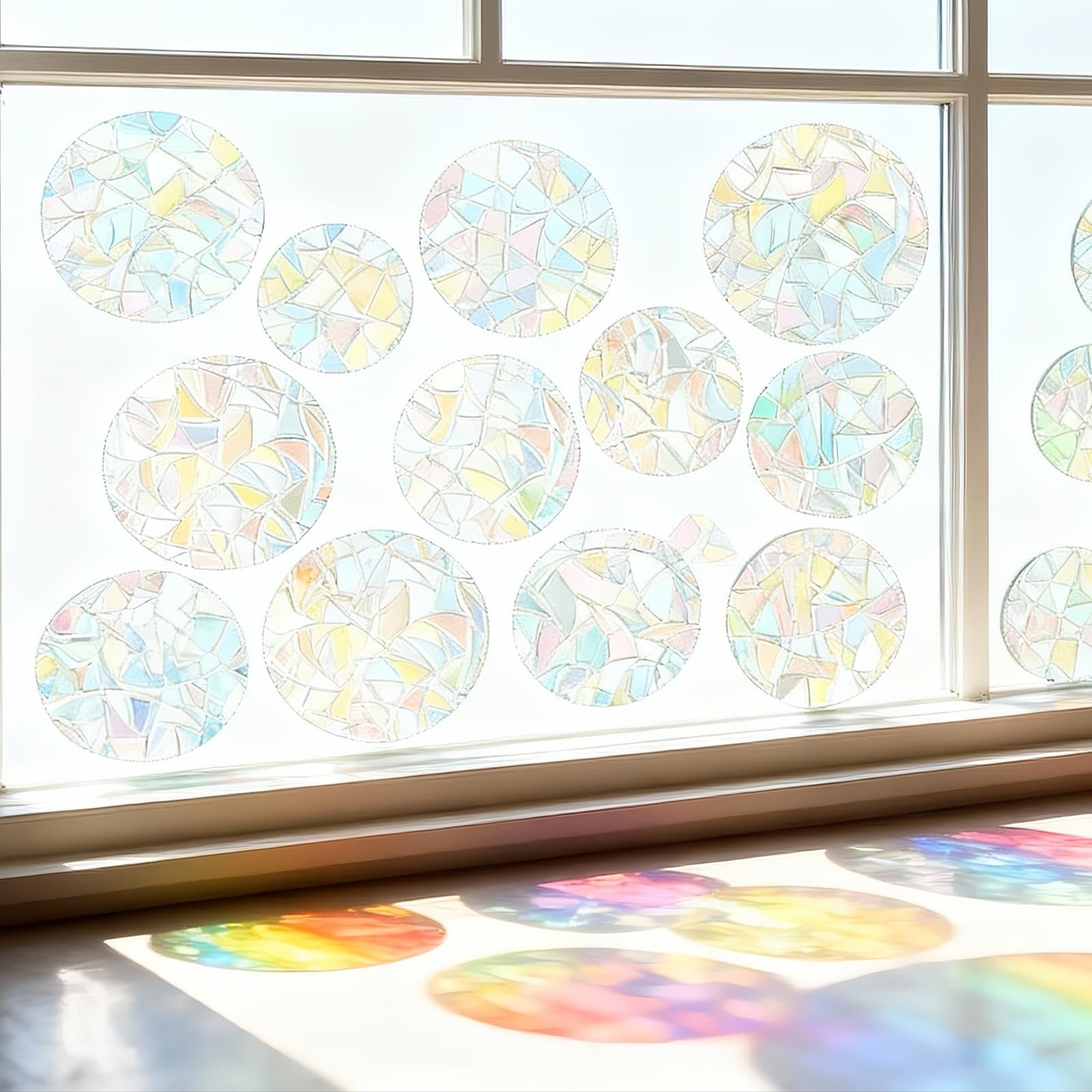 26 Pack Round Prism Window Stickers, Self Adhesive Rainbow Suncatches…