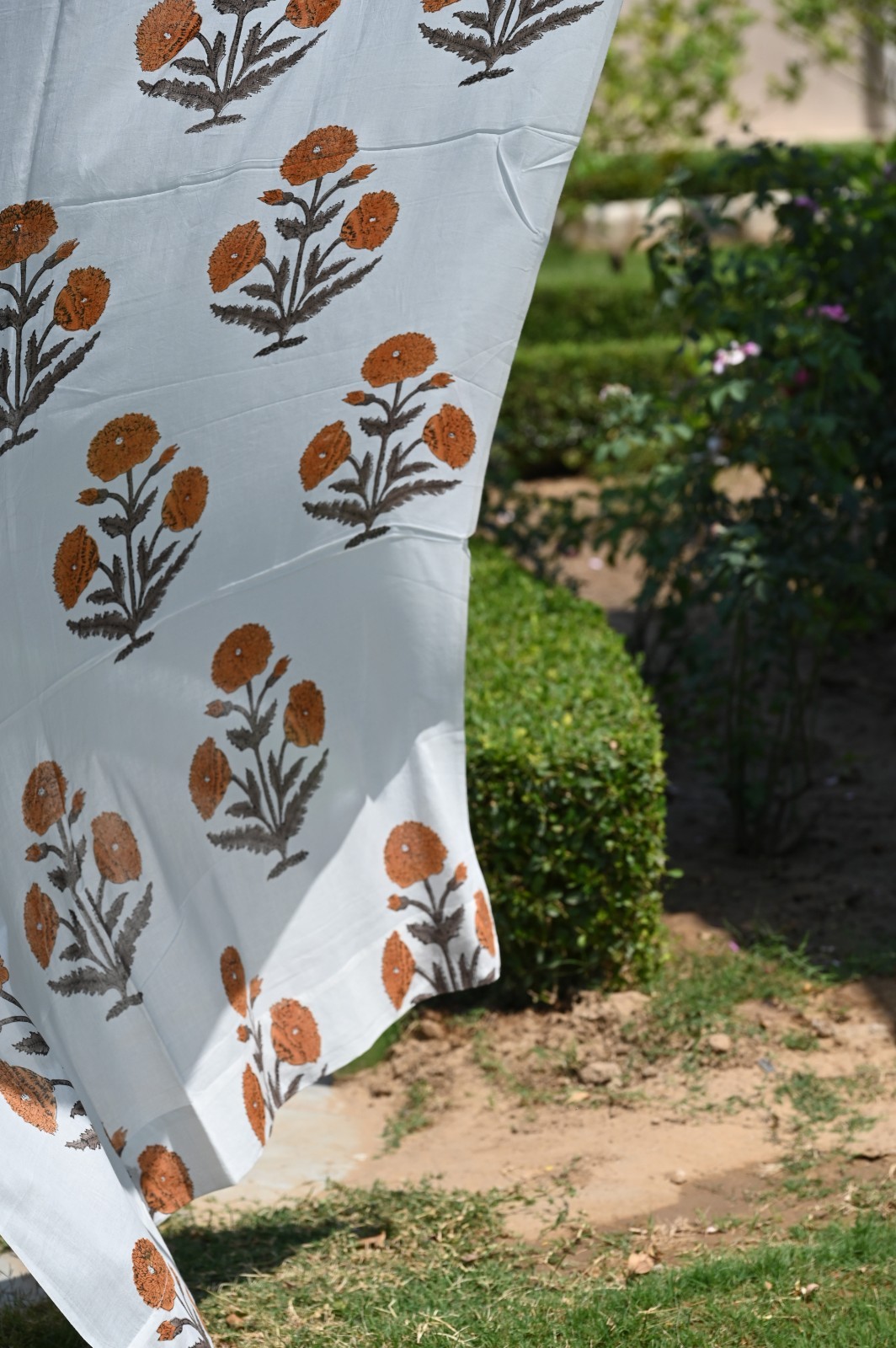Set of 2 Mughal Flower block Print Curtain Panels Indian Cotton window Curtains