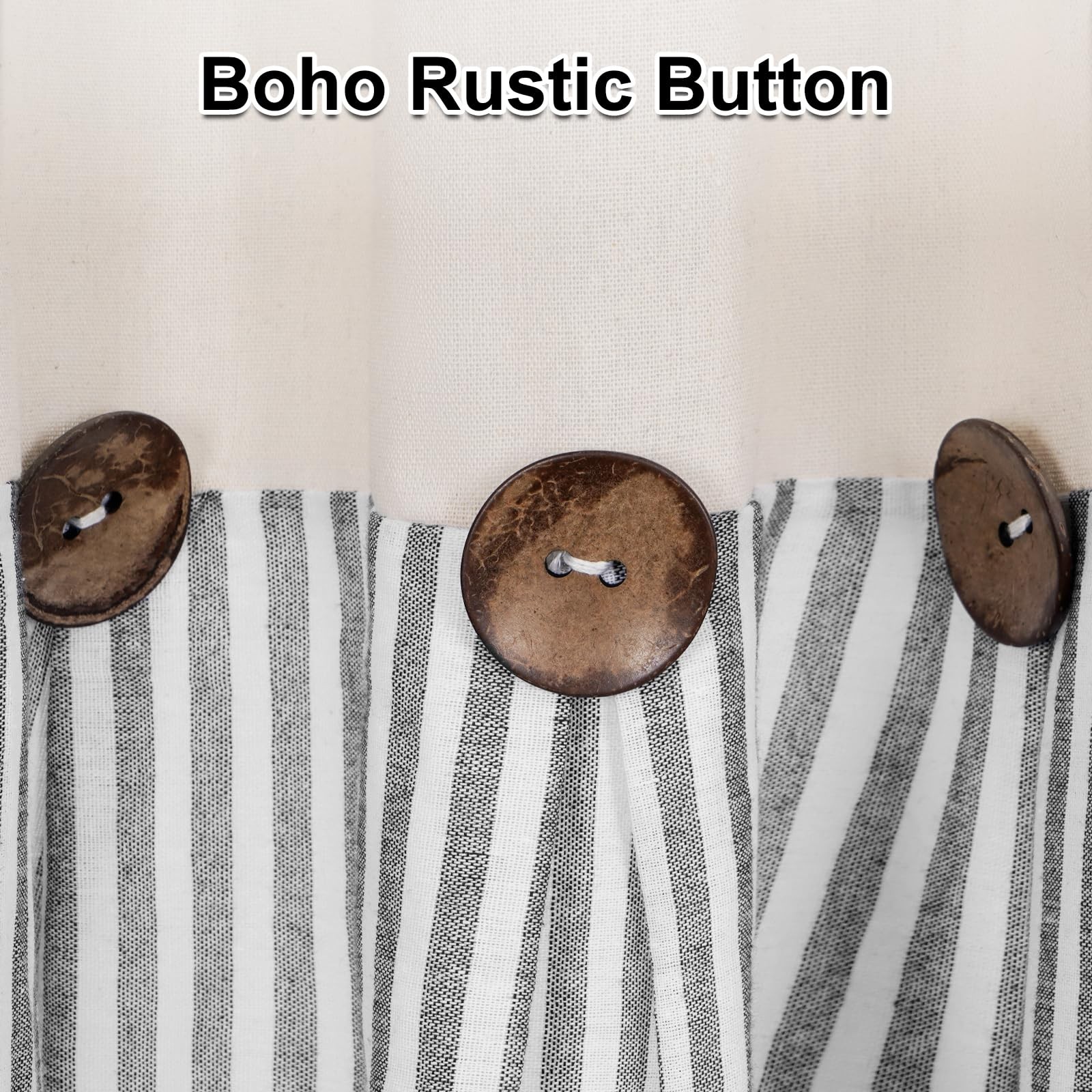 ASPMIZ Cotton Linen Farmhouse Curtains Boho Rustic Button Curtain, Linen Wind…