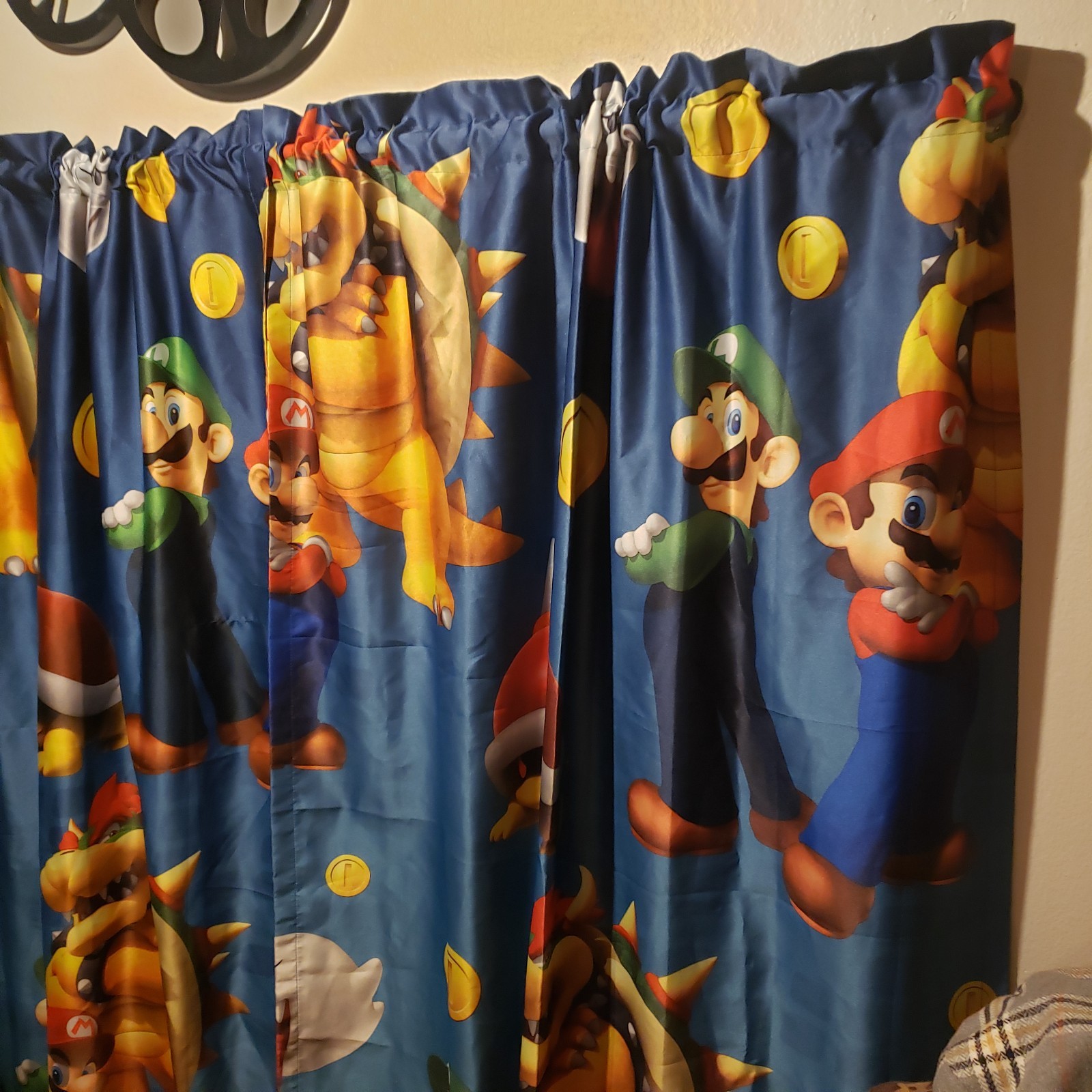 Super Mario Brothers Window Curtains Nintendo Mario Movie Blue
