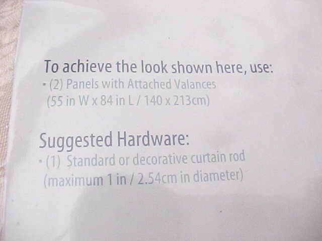 Curtain Panels Attached Valance Gold Satin Stripe Tassel Lot of Two 55 W X 84″