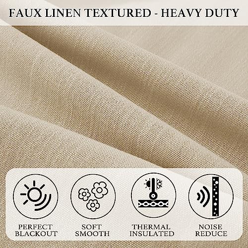 Heavy Faux Linen Curtains 84 inches, 52″W x 84″L (Pack of 2) Thatched Tan