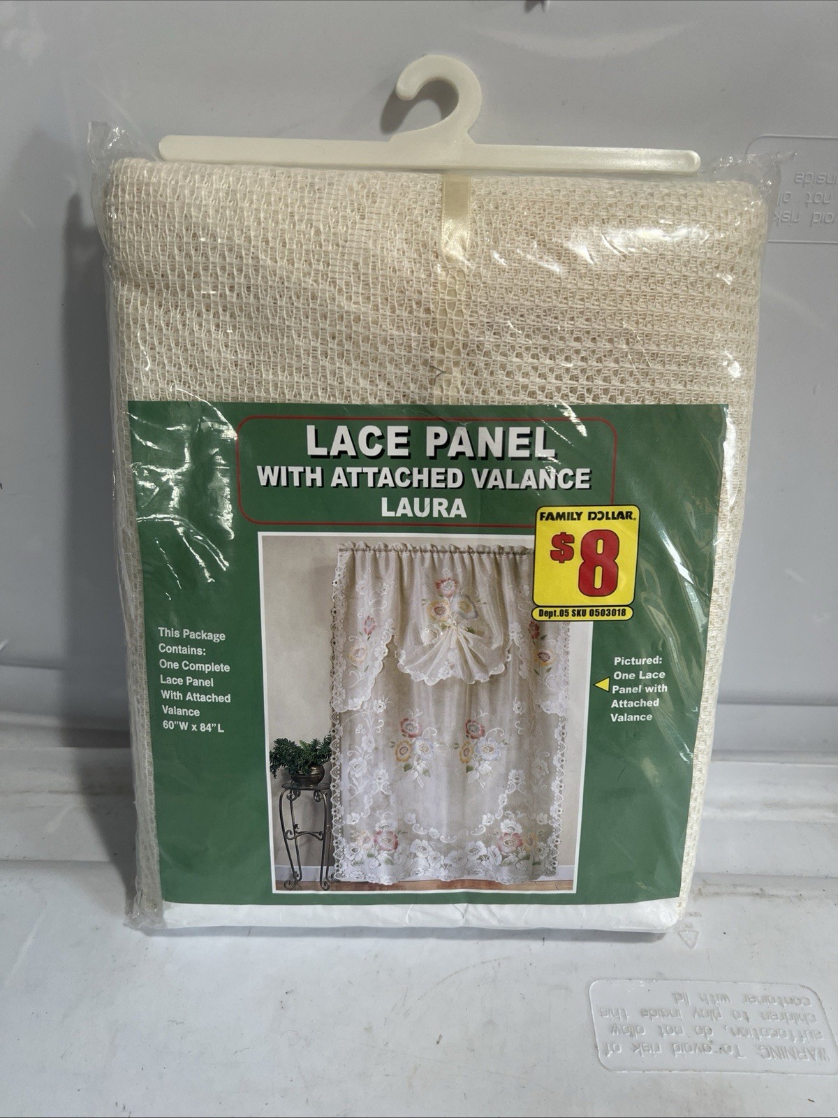 Lace Panel With Attached Valance Curtain 60”x84” LAURA Flowers