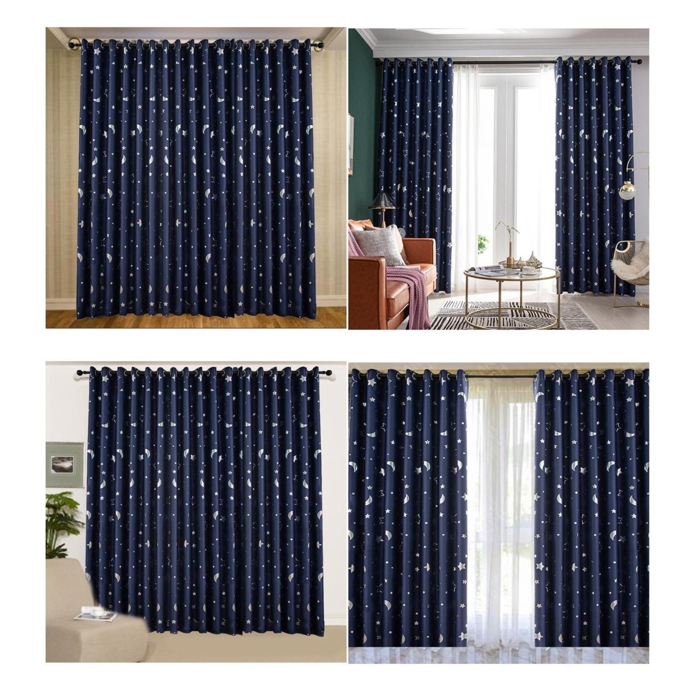 Living Room Curtains Stars Moon Curtains Interior Aesthetics Polyester Fabric